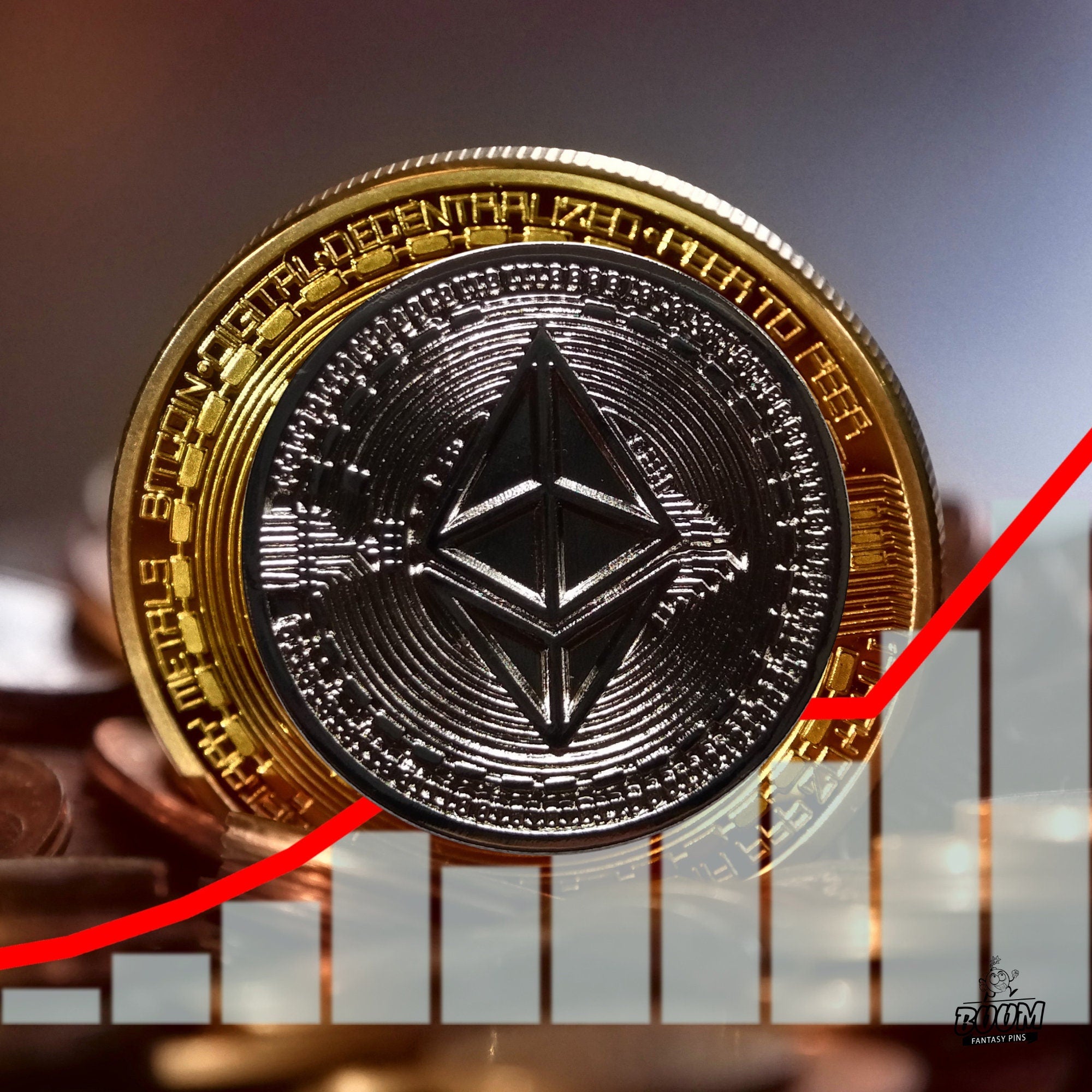 Épinglette – Logo de la cryptomonnaie Ethereum issu de la technologie blockchain – Objets de collection crypto