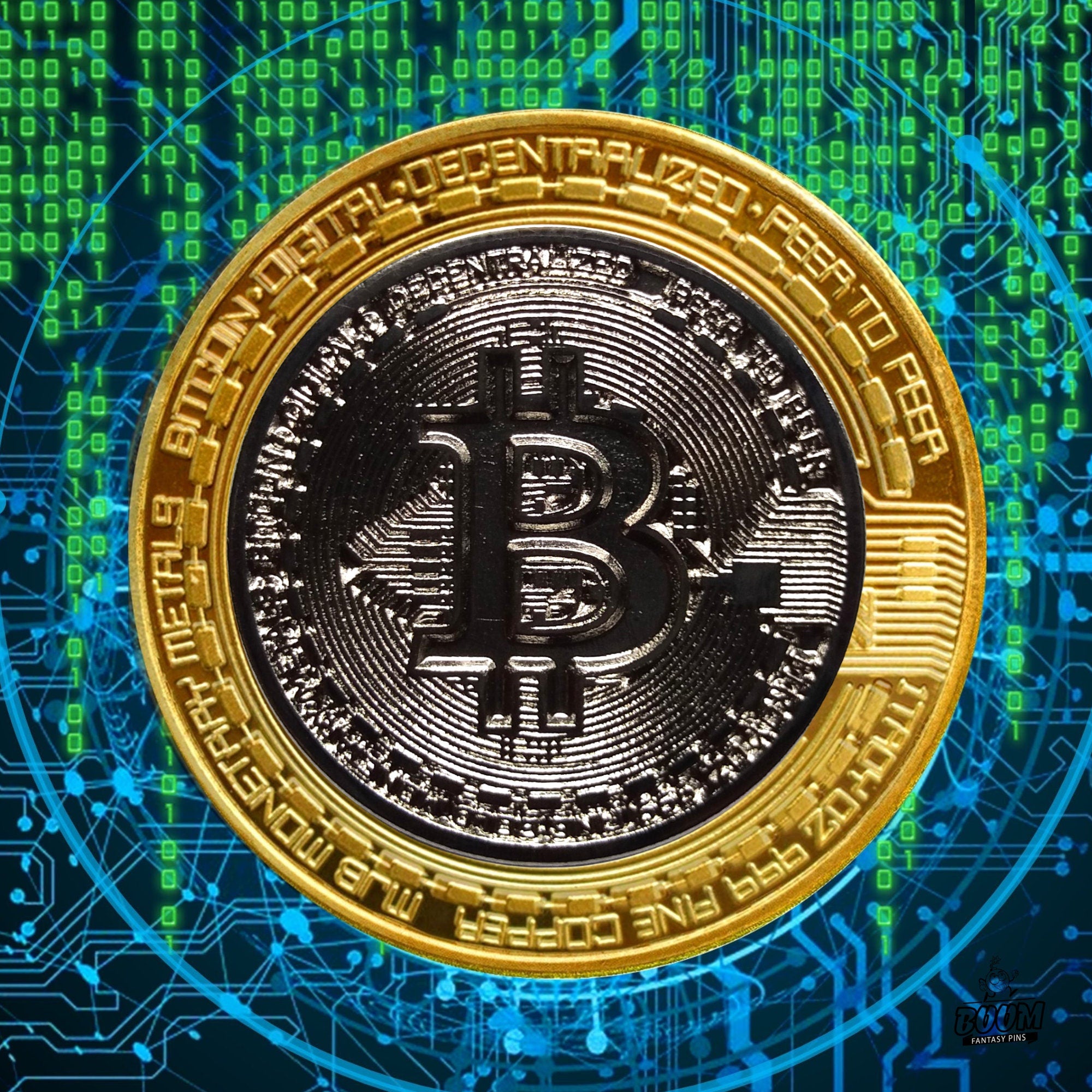 Pin – Protocolo Bitcoin de Criptomoneda – Moneda Digital Bitcoin Coleccionable