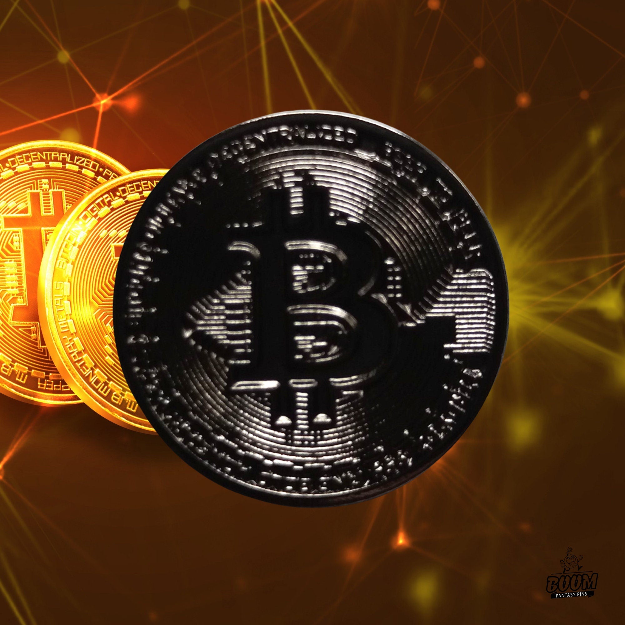 Pin: Símbolo de Bitcoin del Protocolo de Criptomonedas – Tecnología Blockchain