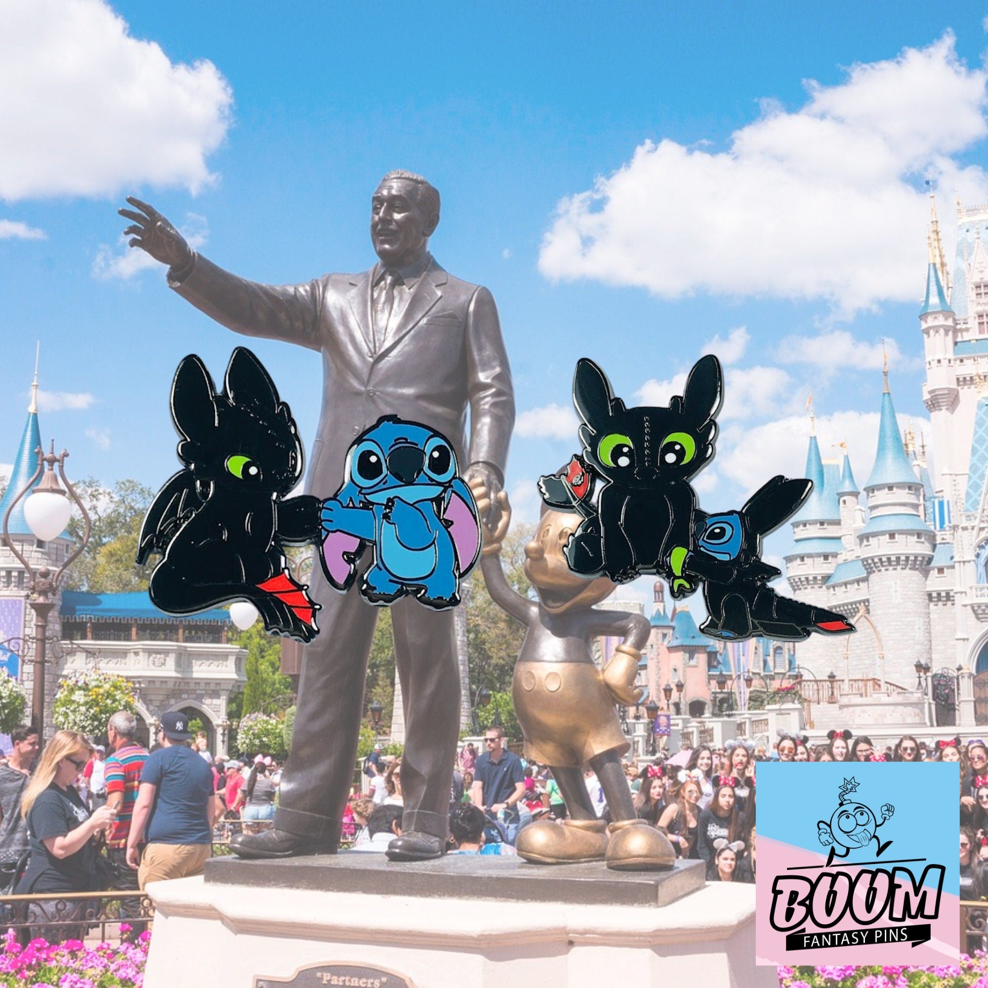 Épinglette – Stitch de Lilo &amp; Stitch et Krokmou de Dragons – Disney Fantasy