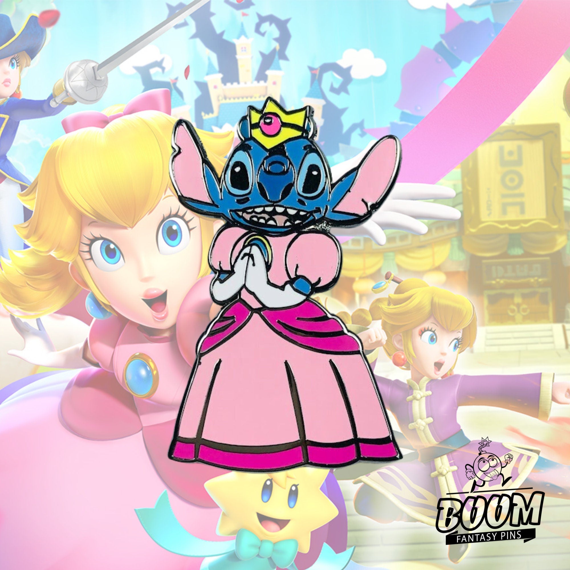 Pin – Stitch como la Princesa Peach de Lilo y Stitch – Disney Fantasy