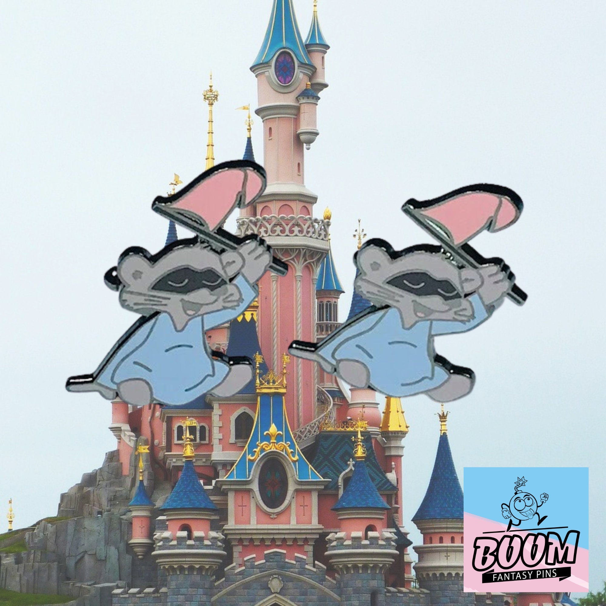 Cufflinks – Pink Flag Raccoon from Robin Hood – Disney Fantasy