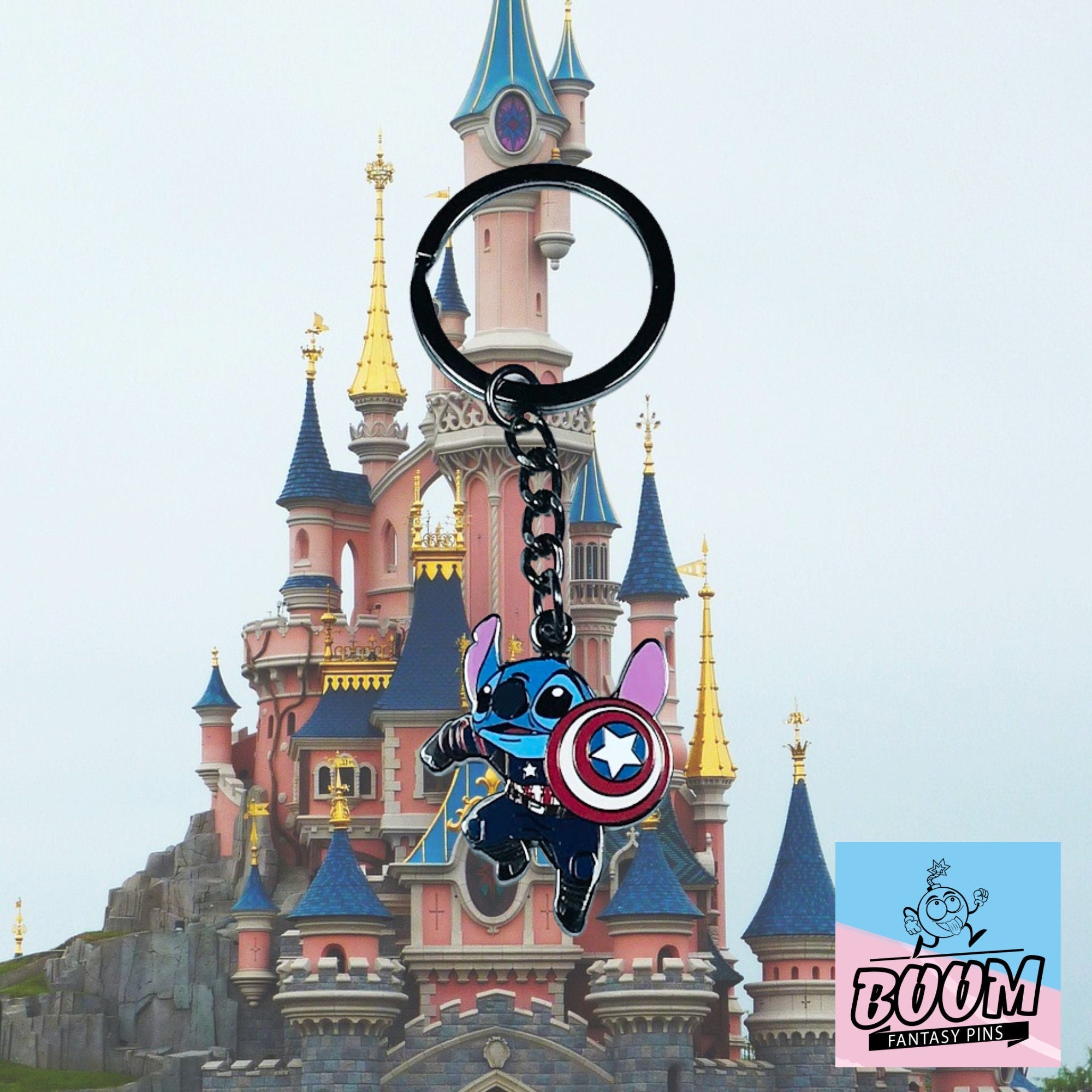 Porte-clés – Stitch de l'expérience 626 en Captain America de Lilo &amp; Stitch – Disney Fantasy