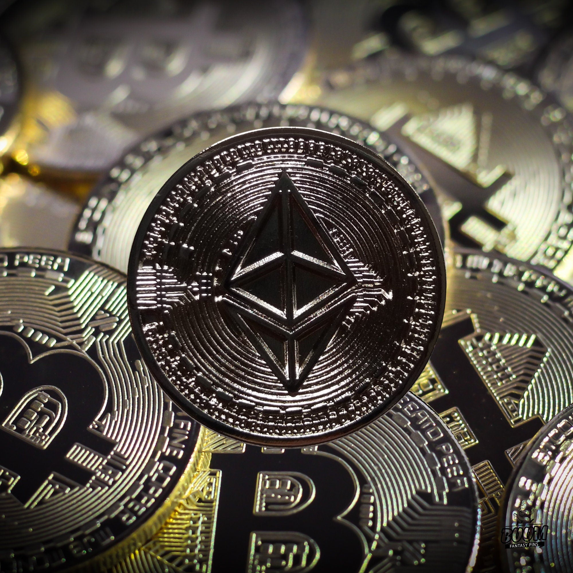Épinglette – Logo de la cryptomonnaie Ethereum issu de la technologie blockchain – Objets de collection crypto