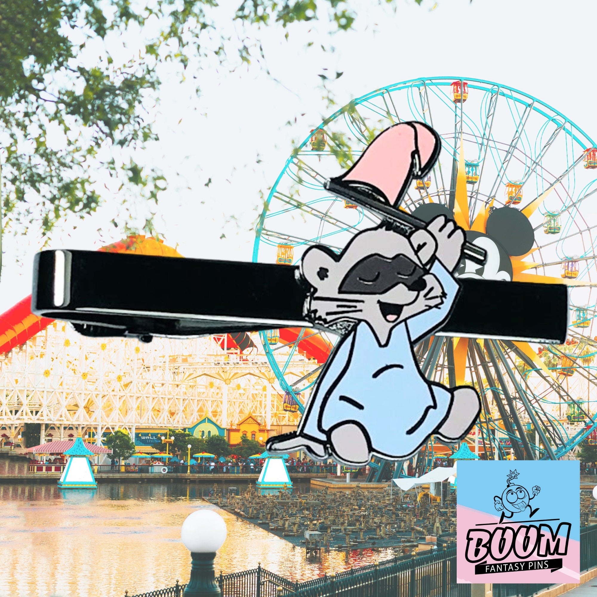 Pinza de corbata – Mapache de la bandera rosa de Robin Hood – Disney Fantasy