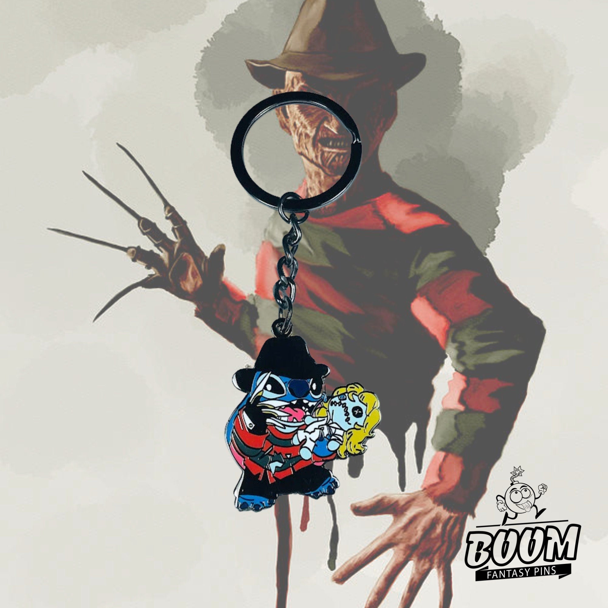 Llavero de Freddy Krueger de Pesadilla en Elm Street, franquicia de terror