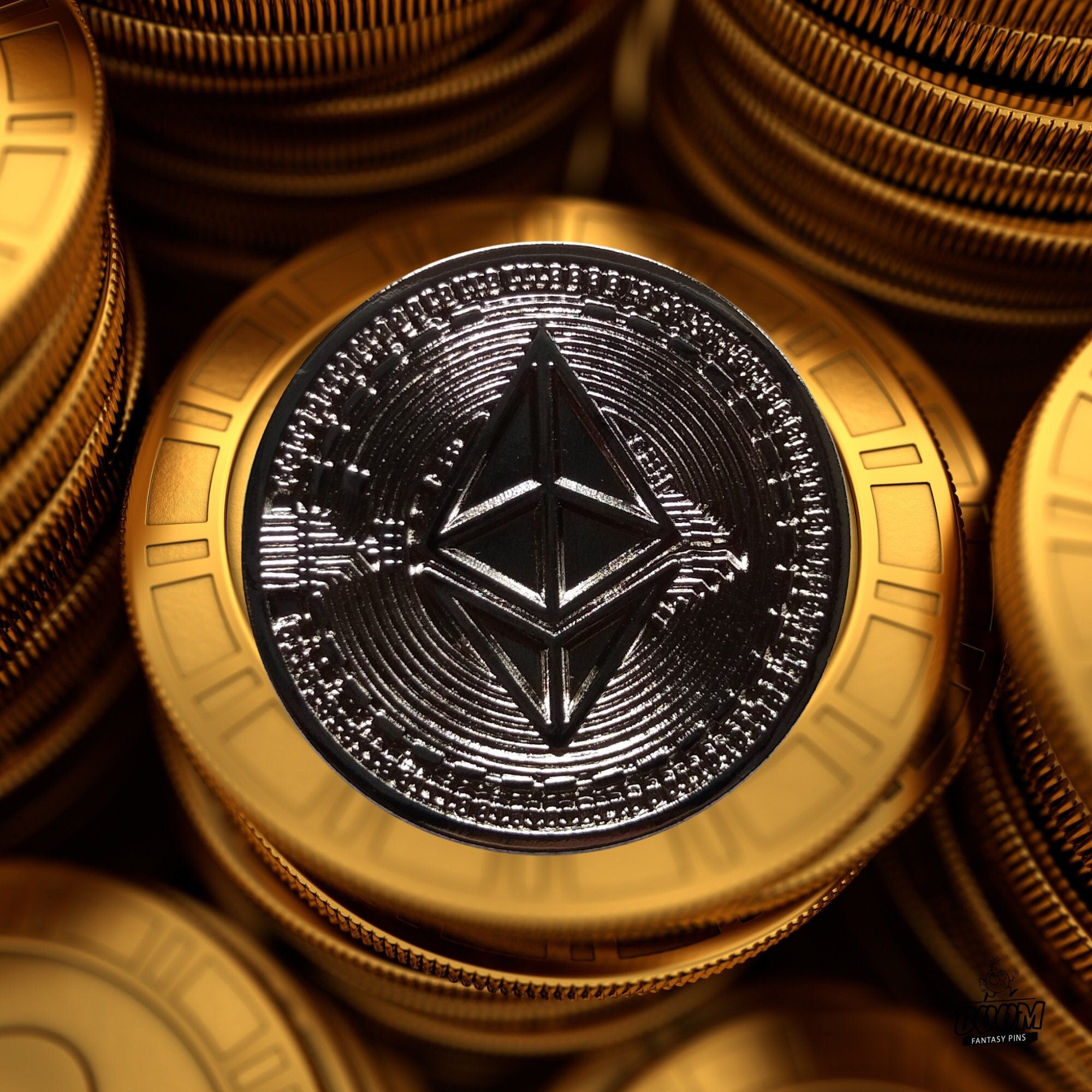 Épinglette – Logo de la cryptomonnaie Ethereum issu de la technologie blockchain – Objets de collection crypto