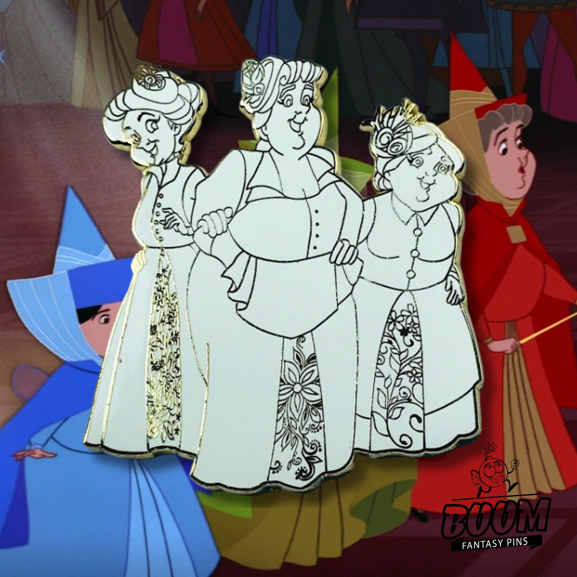 Épinglette – Flora, Fauna et Pimprenelle de La Belle au bois dormant – Disney Fantasy