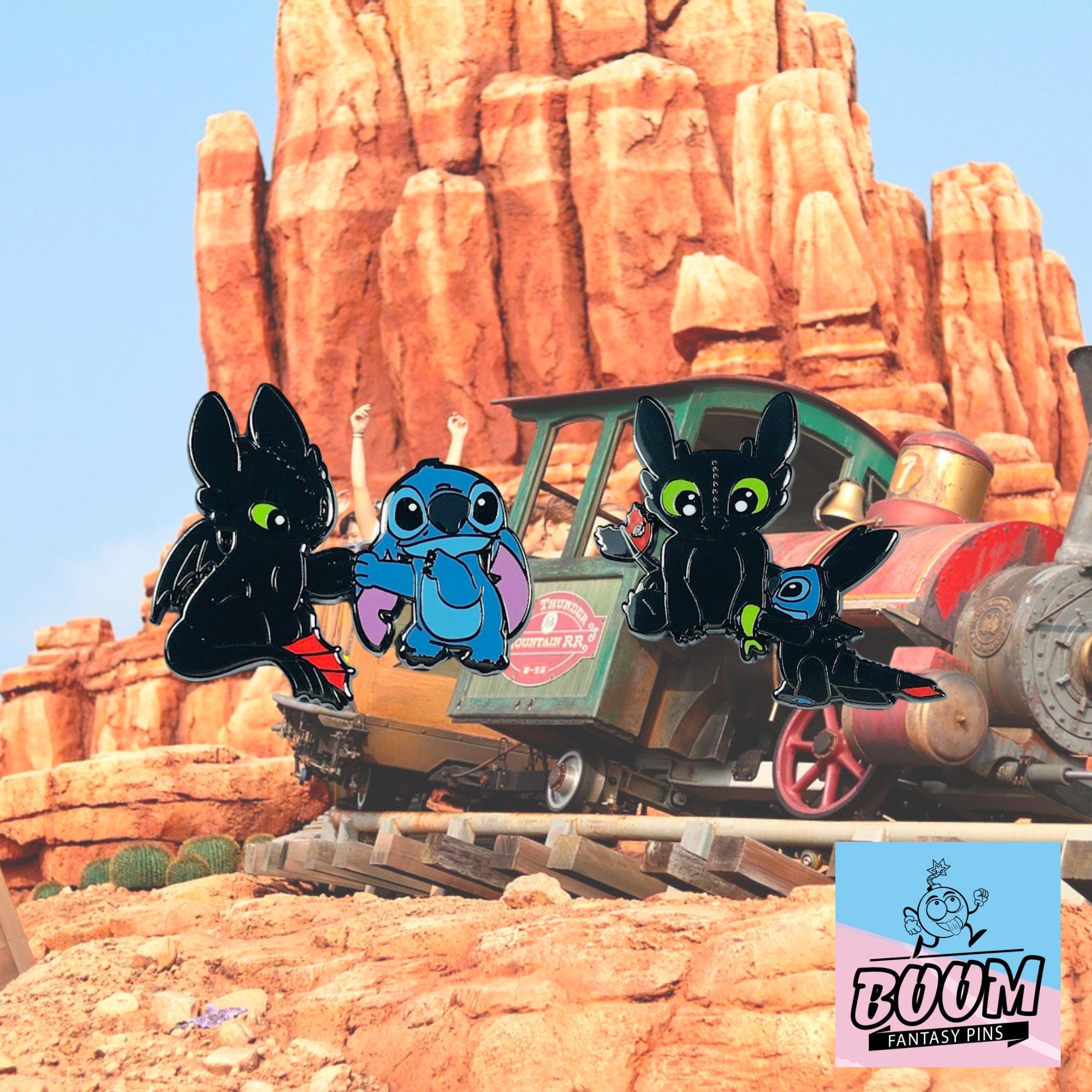 Épinglette – Stitch de Lilo &amp; Stitch et Krokmou de Dragons – Disney Fantasy