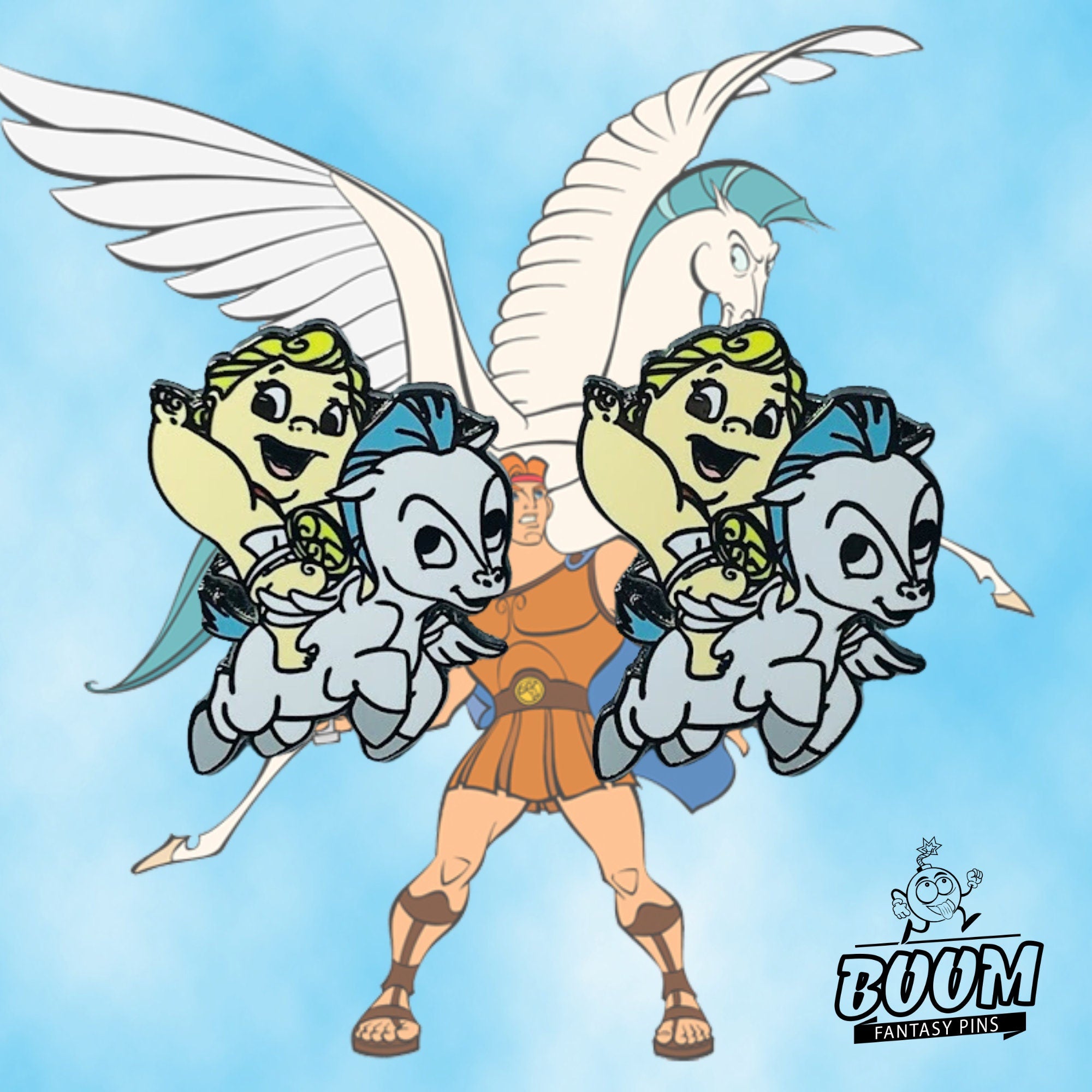 Boutons de manchette – Zeus chevauchant Pégase d'Hercule – Disney Fantasy