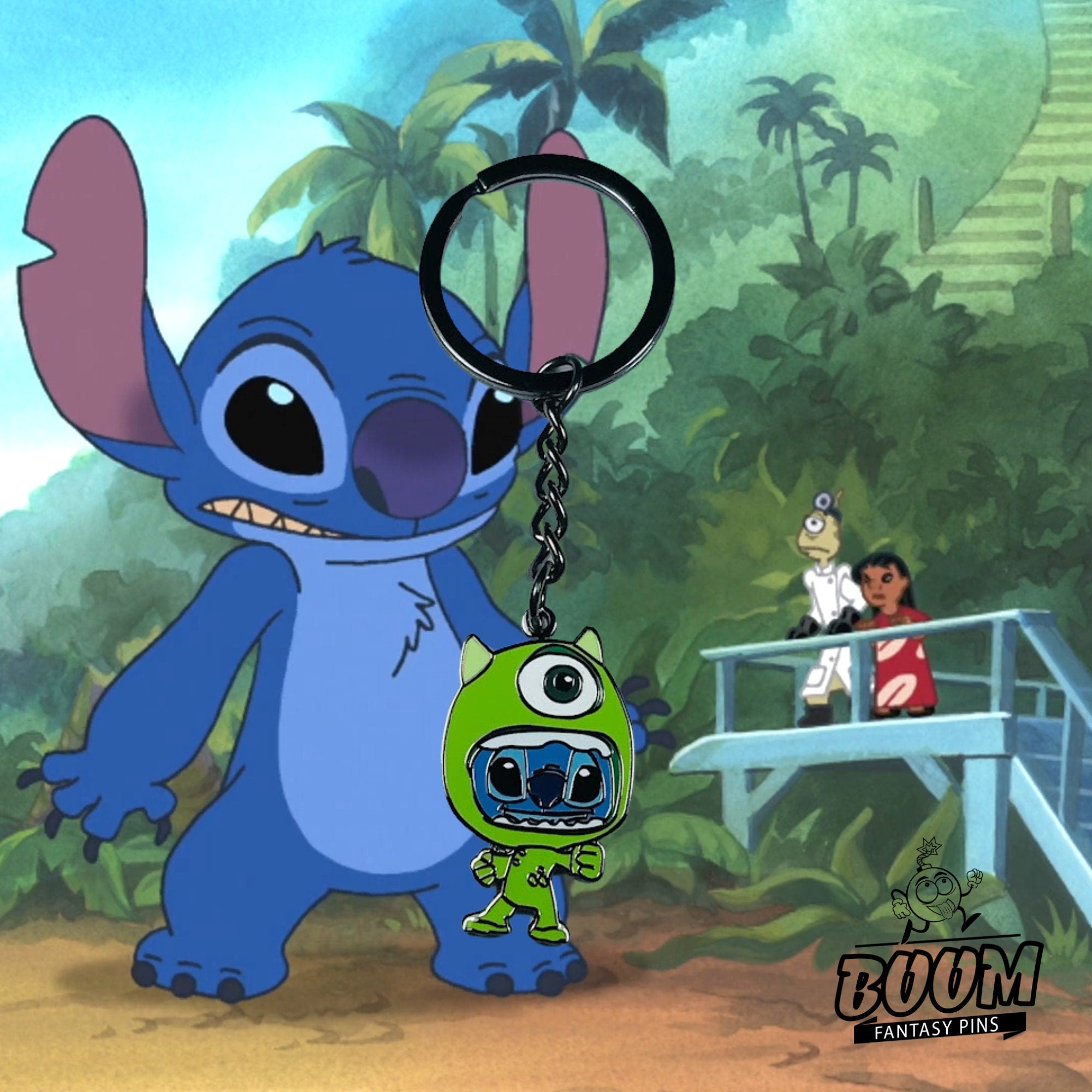 Llavero – Experimento 626 Stitch como Mike Wazowski de Lilo y Stitch Disney Fantasy