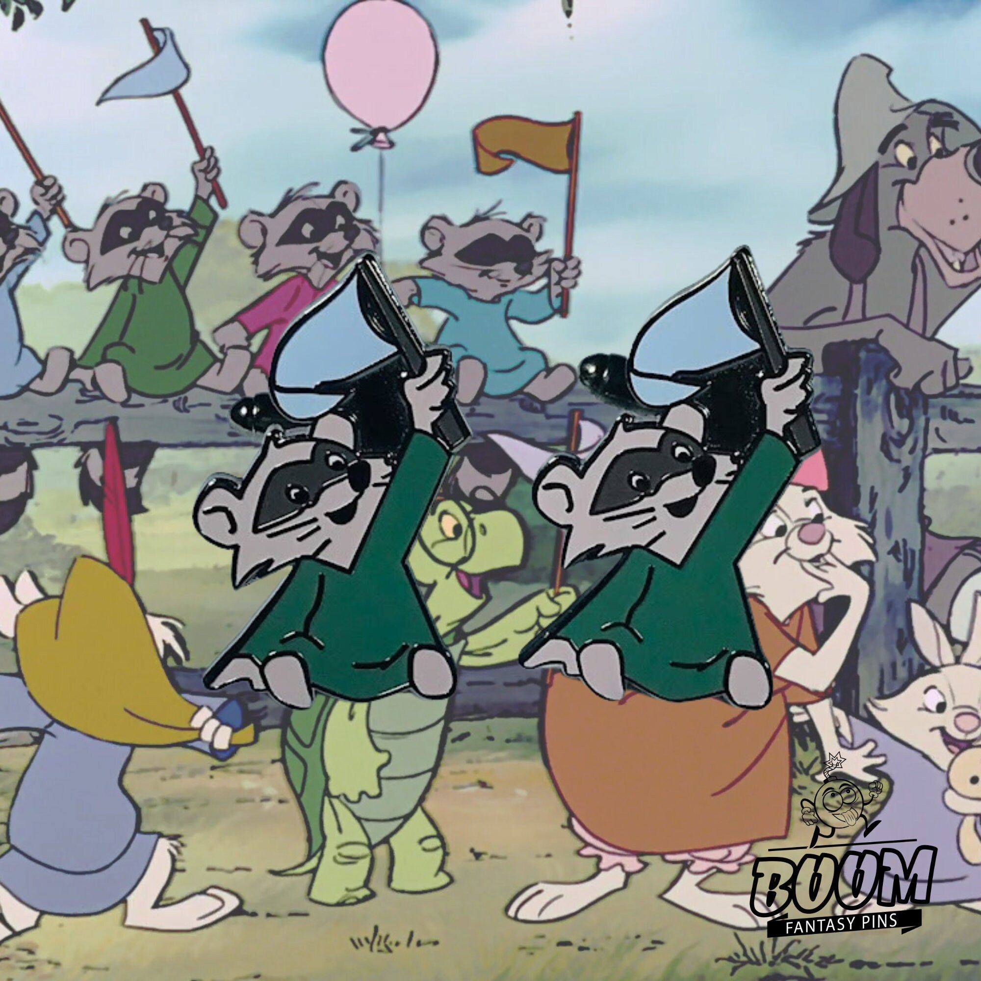 Cufflinks – Blue Flag Raccoon from Robin Hood – Disney Fantasy