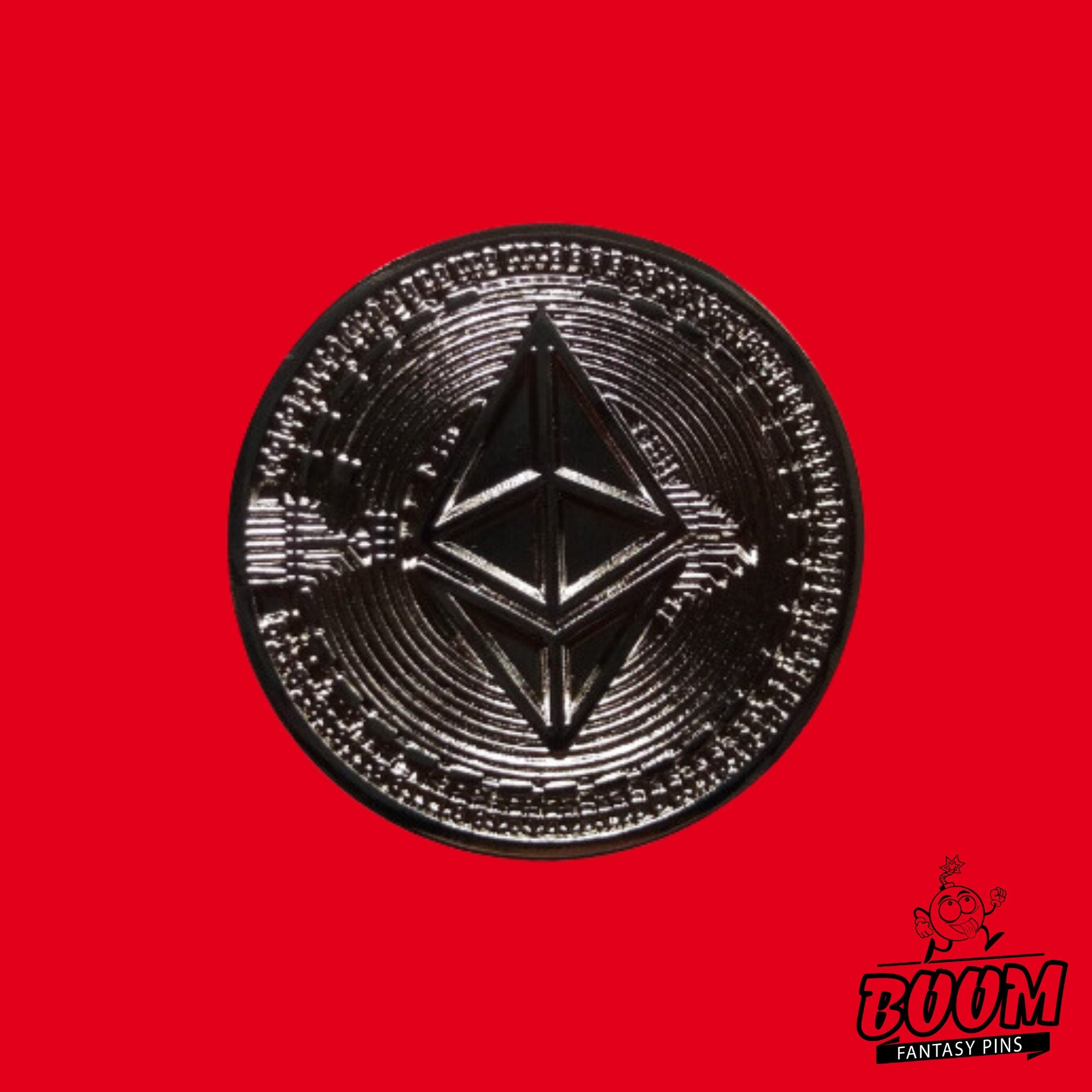 Épinglette – Logo de la cryptomonnaie Ethereum issu de la technologie blockchain – Objets de collection crypto