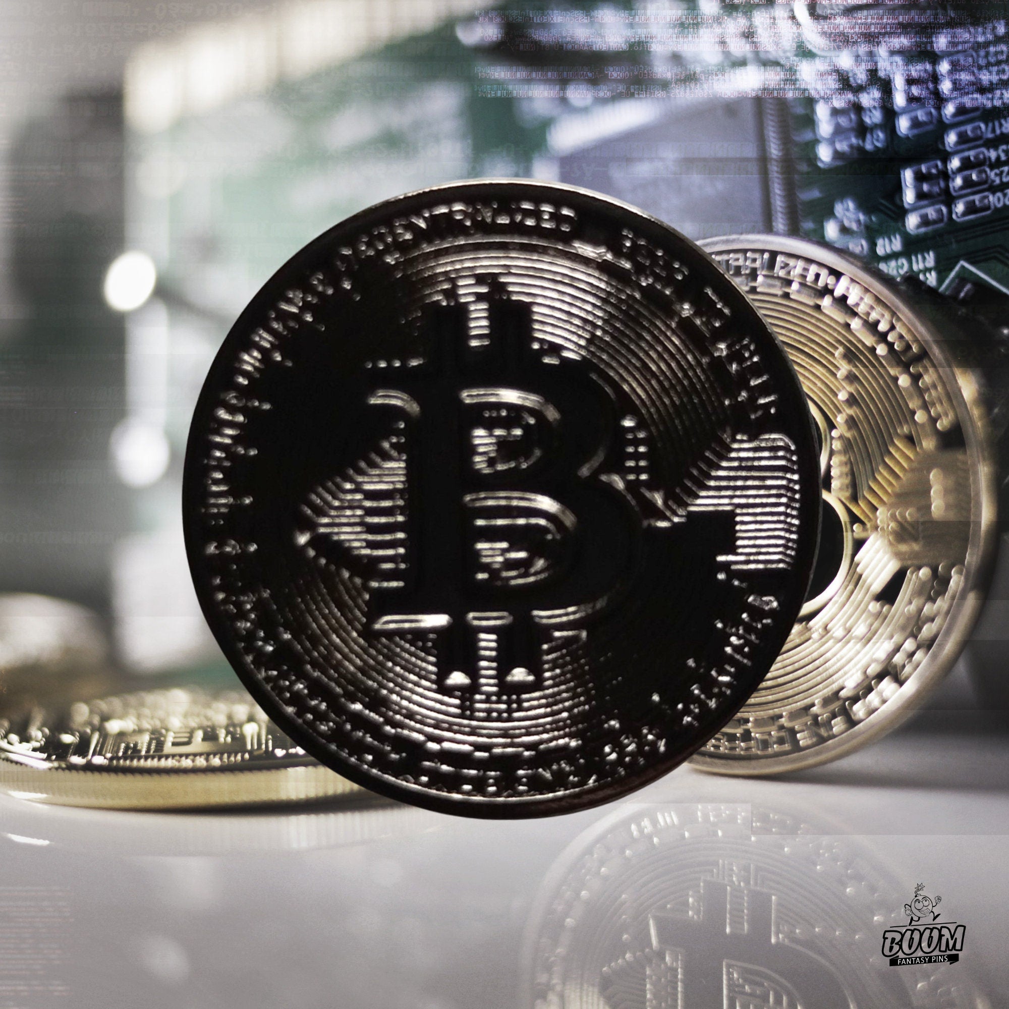 Pin: Símbolo de Bitcoin del Protocolo de Criptomonedas – Tecnología Blockchain