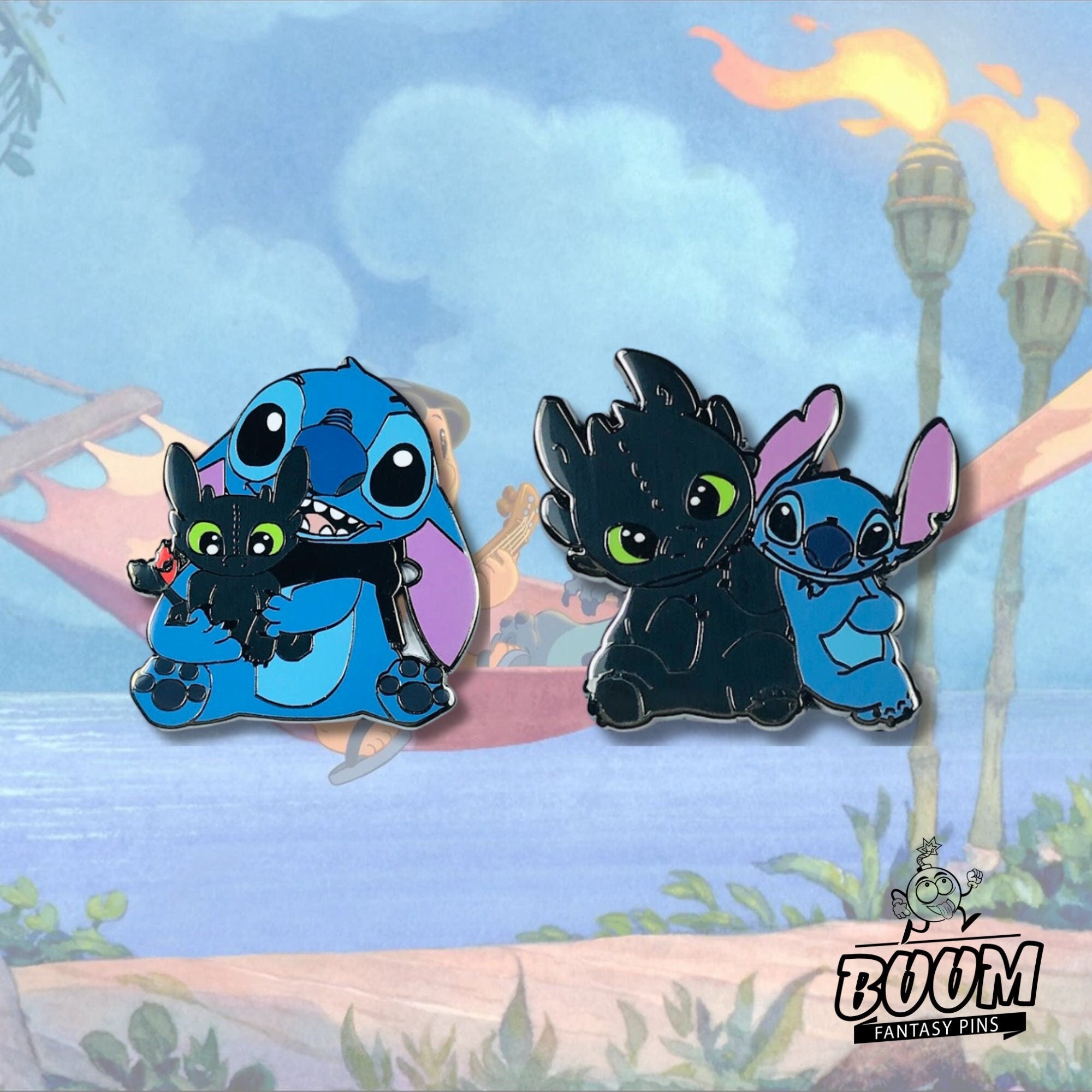 Pin – Stitch de Lilo &amp; Stitch y Desdentao de Cómo entrenar a tu dragón – Disney Fantasy