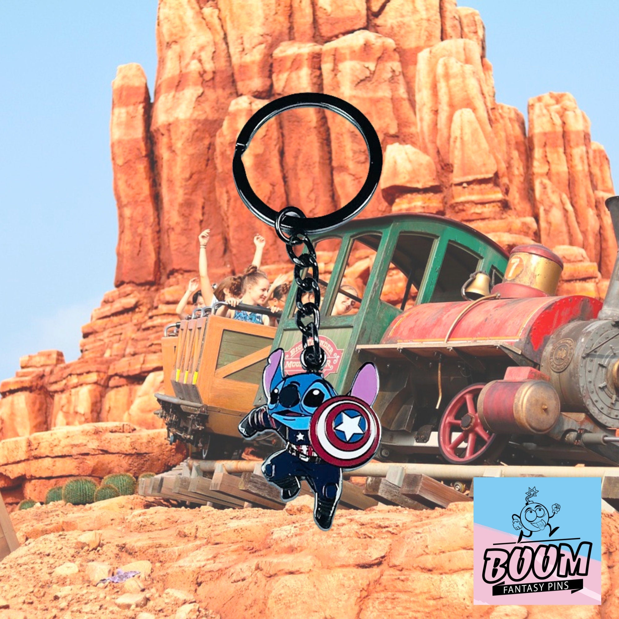 Porte-clés – Stitch de l'expérience 626 en Captain America de Lilo &amp; Stitch – Disney Fantasy