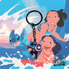 Porte-clés – Stitch de l'expérience 626 en Captain America de Lilo &amp; Stitch – Disney Fantasy