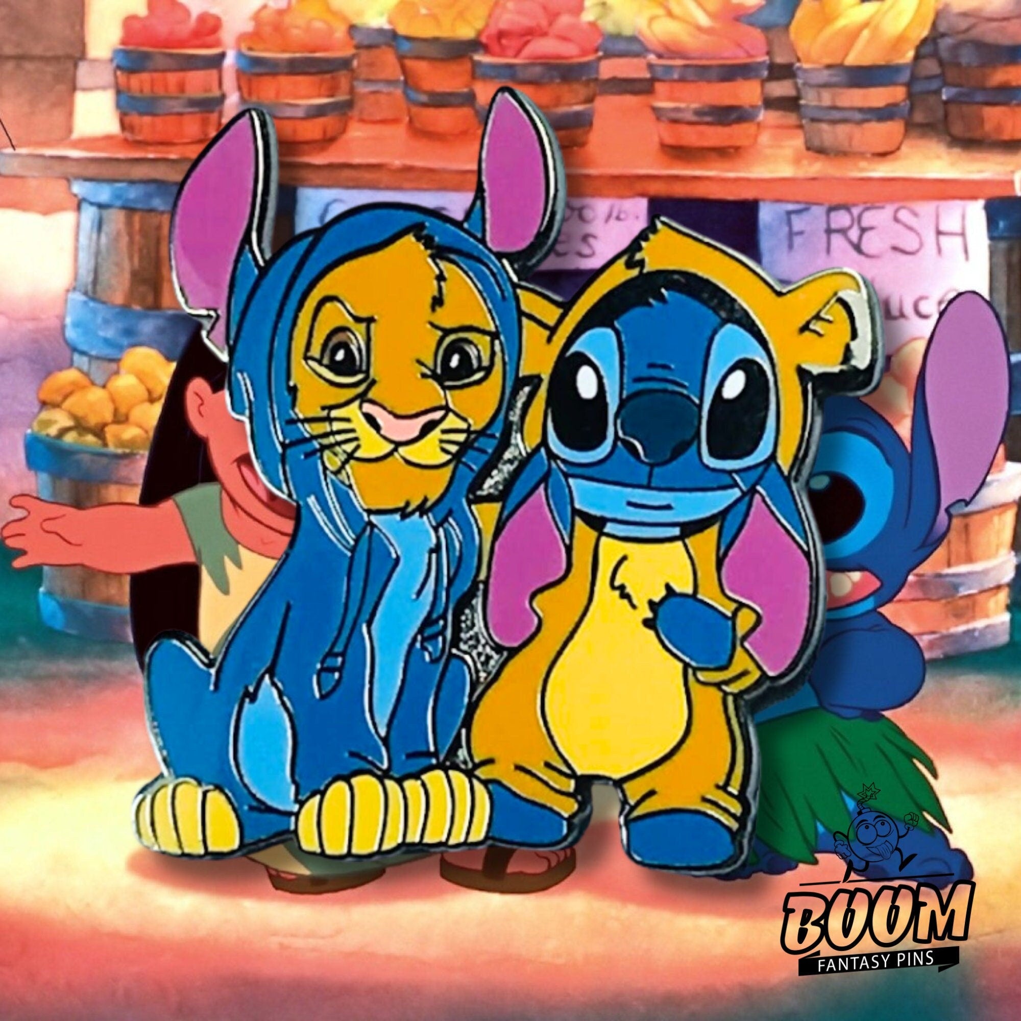 Pin – Simba de El Rey León y Stitch de Lilo &amp; Stitch – Disney Fantasy
