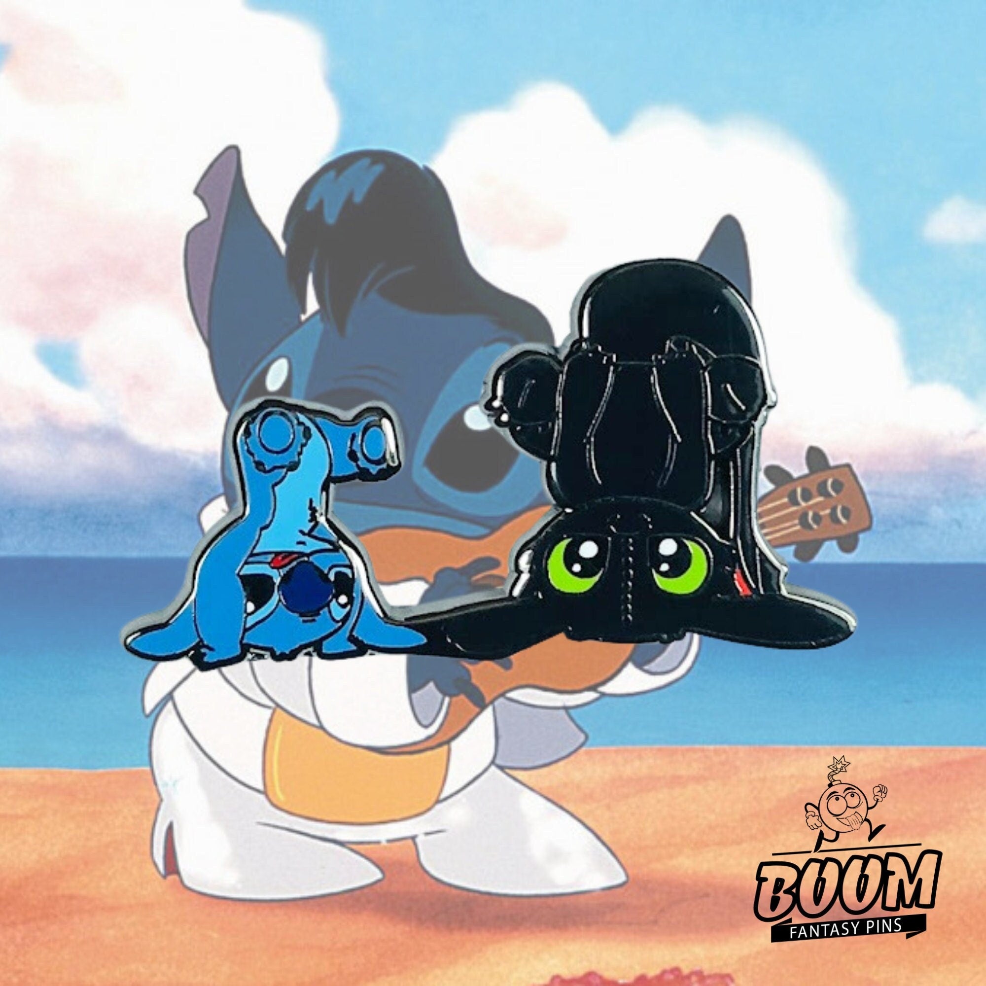 Pin – Experimento 626 Stitch de Lilo y Stitch y Desdentao de Cómo entrenar a tu dragón – Disney Fantasy