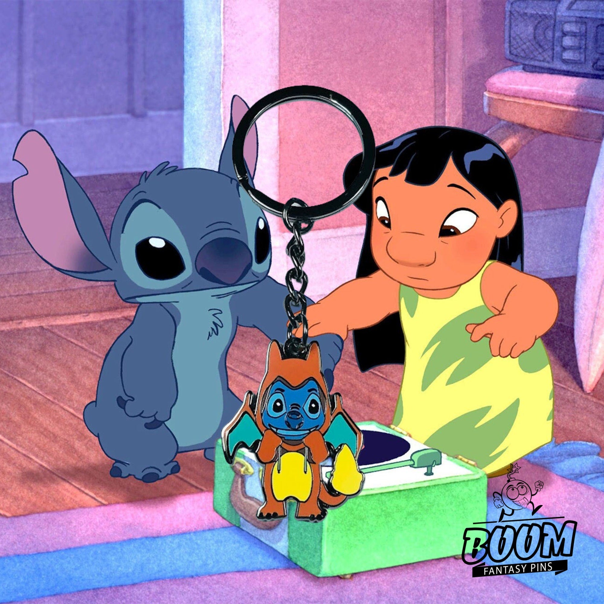 Llavero – Experimento 626 de Lilo y Stitch como Charizard – Disney Fantasy