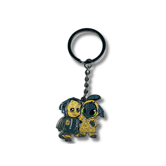 Keychain – Toothless from How to Train Your Dragon and Groot from Guardians of the Galaxy – Disney Fantasy
