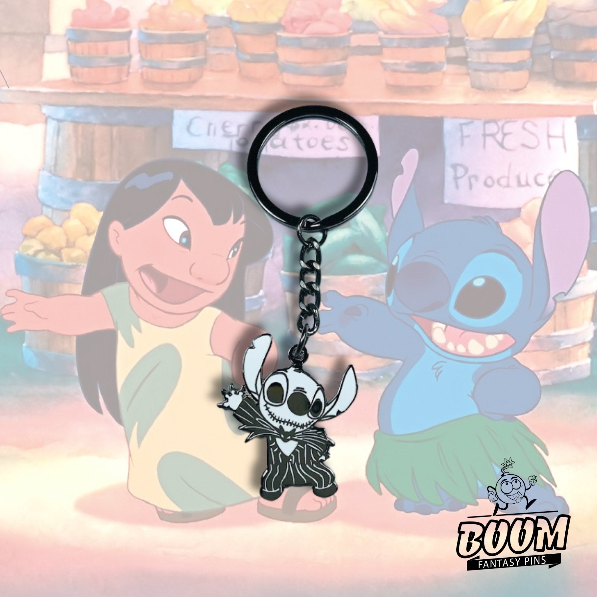 Stitch keychain, Nightmare Before Christmas, Disney fantasy keychains, Stitch as Jack Skellington, keychain, Halloween Limited Edition