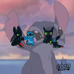 Épinglette – Stitch de Lilo &amp; Stitch et Krokmou de Dragons – Disney Fantasy