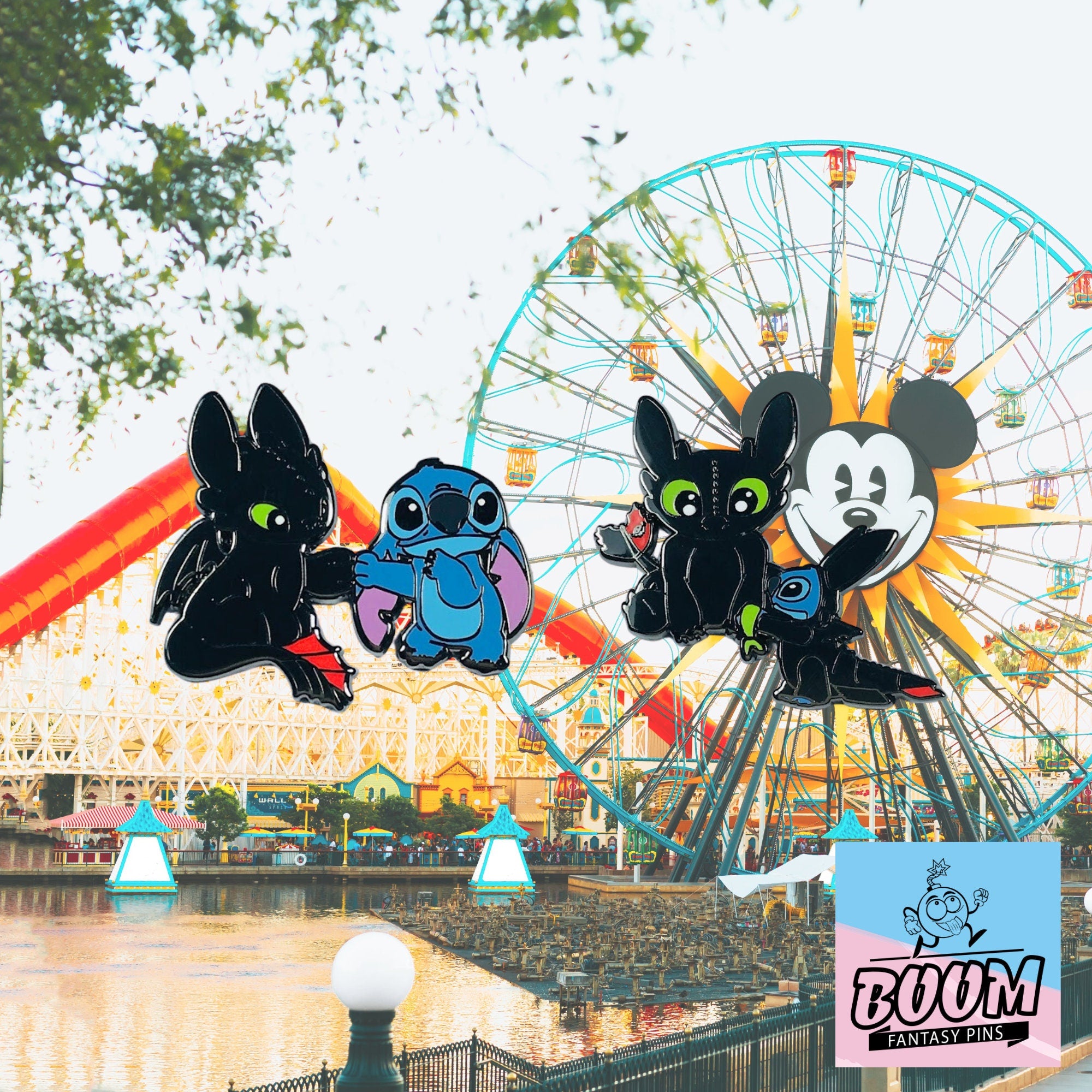 Épinglette – Stitch de Lilo &amp; Stitch et Krokmou de Dragons – Disney Fantasy