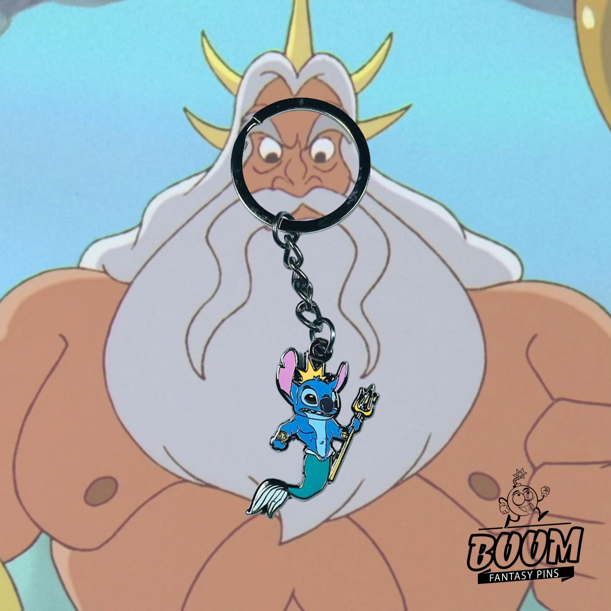 Llavero – Stitch como el Rey Tritón de Lilo &amp; Stitch – Disney Fantasy