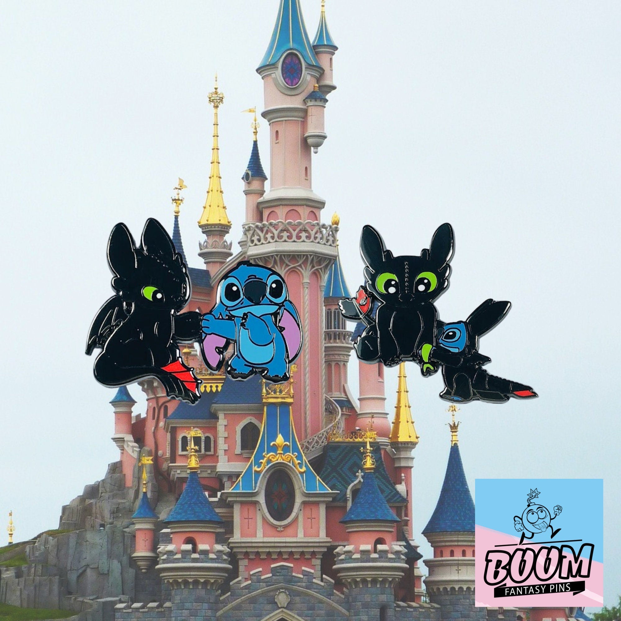 Épinglette – Stitch de Lilo &amp; Stitch et Krokmou de Dragons – Disney Fantasy