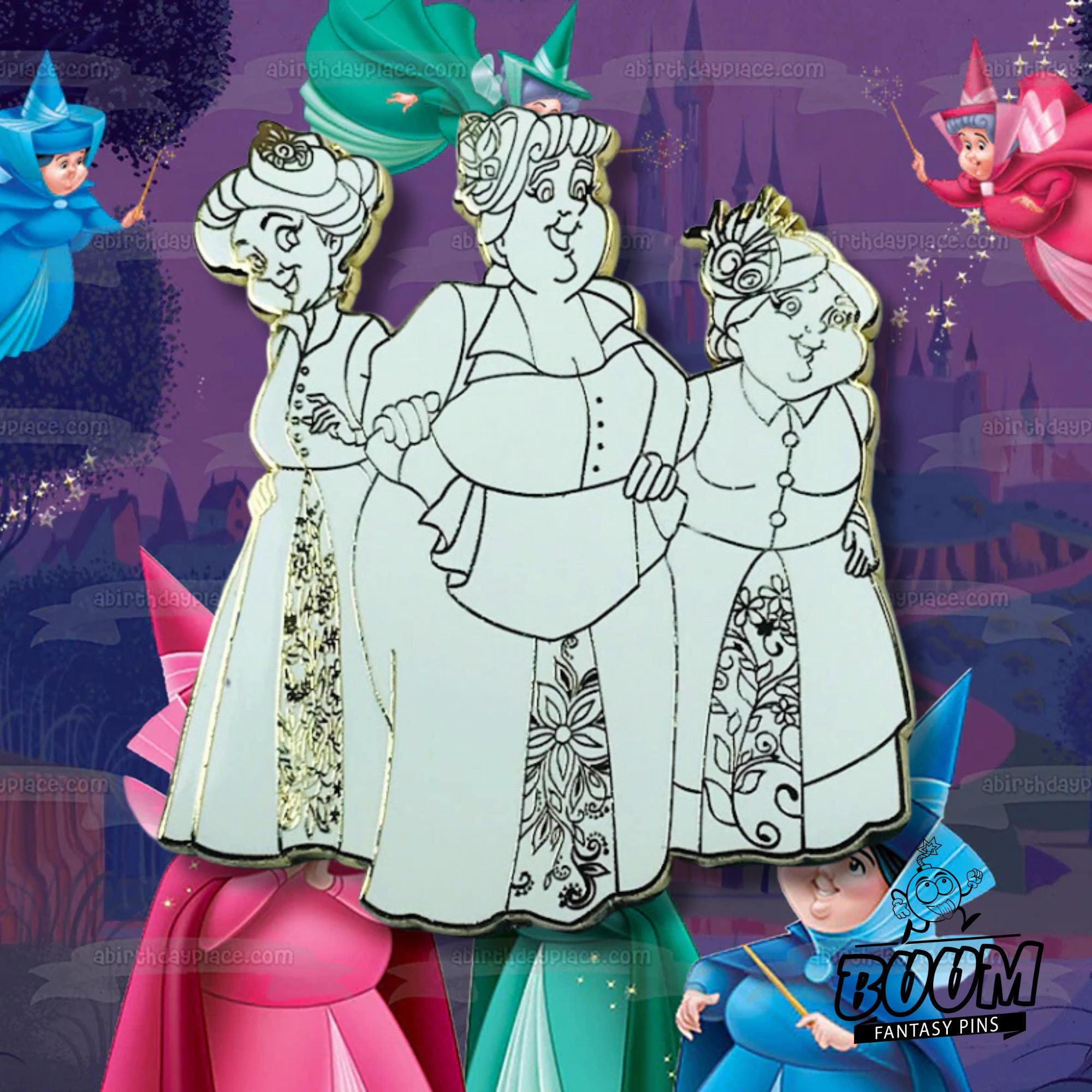 Épinglette – Flora, Fauna et Pimprenelle de La Belle au bois dormant – Disney Fantasy