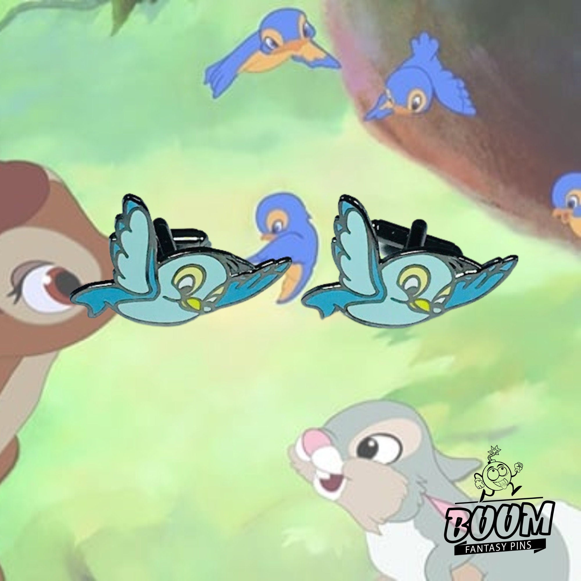 Boutons de manchette – Bambi et l'Oiseau bleu du film Bambi – Disney Fantasy
