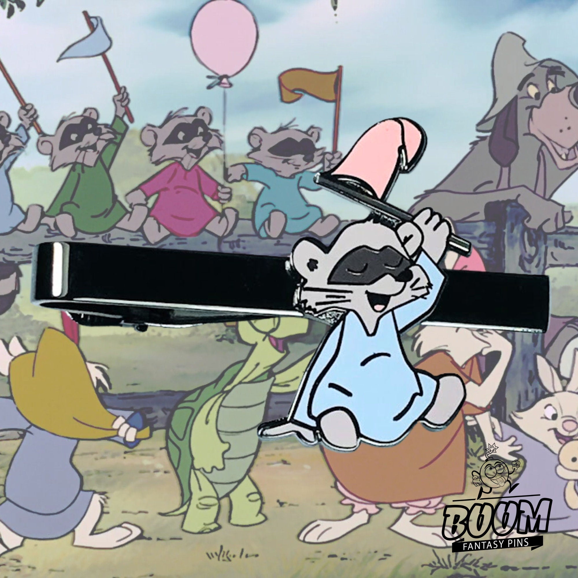 Pinza de corbata – Mapache de la bandera rosa de Robin Hood – Disney Fantasy
