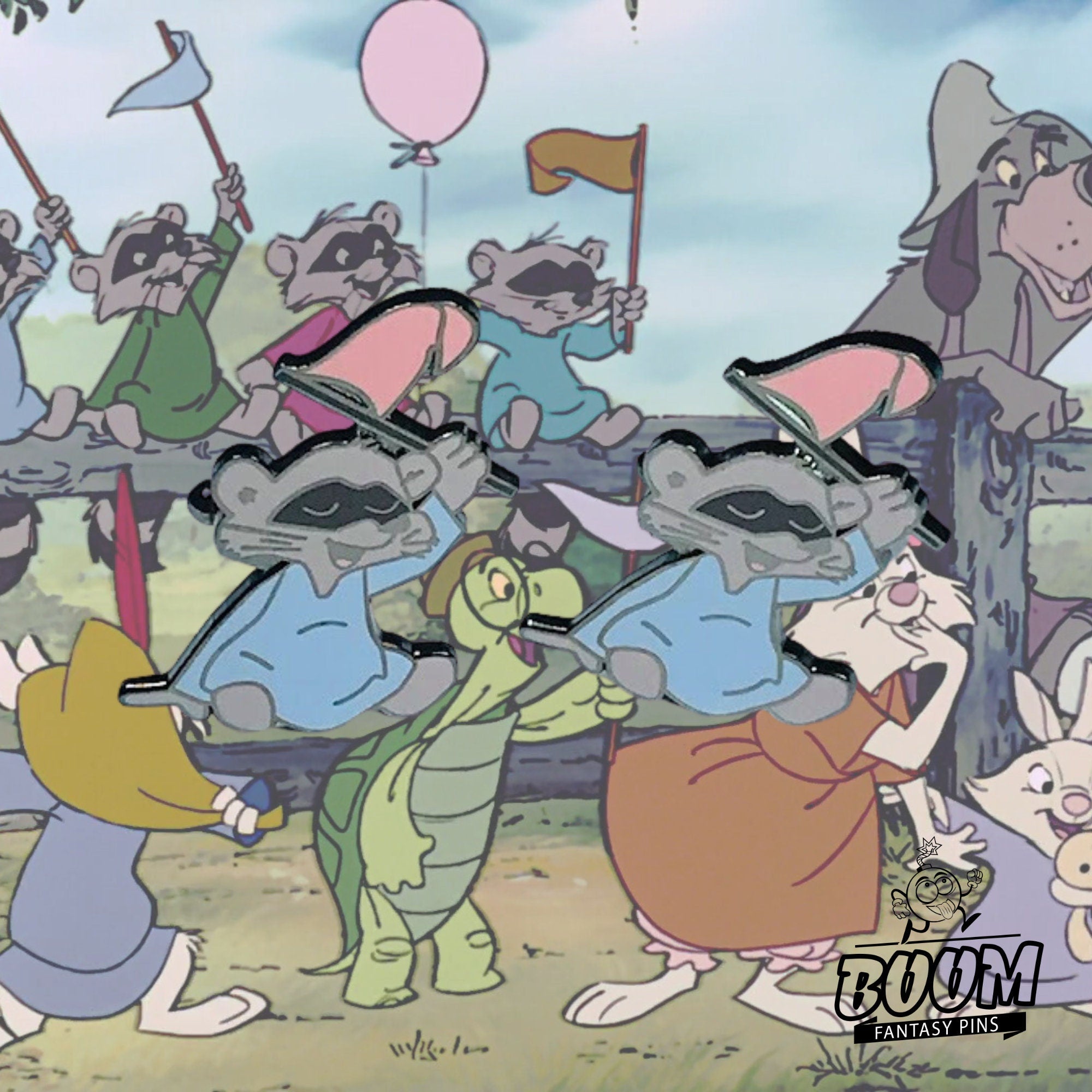 Cufflinks – Pink Flag Raccoon from Robin Hood – Disney Fantasy